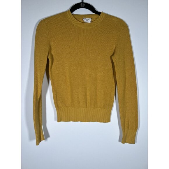 FRAME Sweaters - FRAME marigold yellow crewneck classic waffle knit sweater XS preppy designer